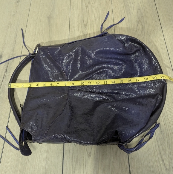 Francesco Biasia Purple oil slick leather over sized unique shoulder bag - Picture 12 of 15